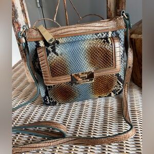 Brahmin Mimosa Crossbody Blue Jay Multi Python Embossed Leather Bag resortwear